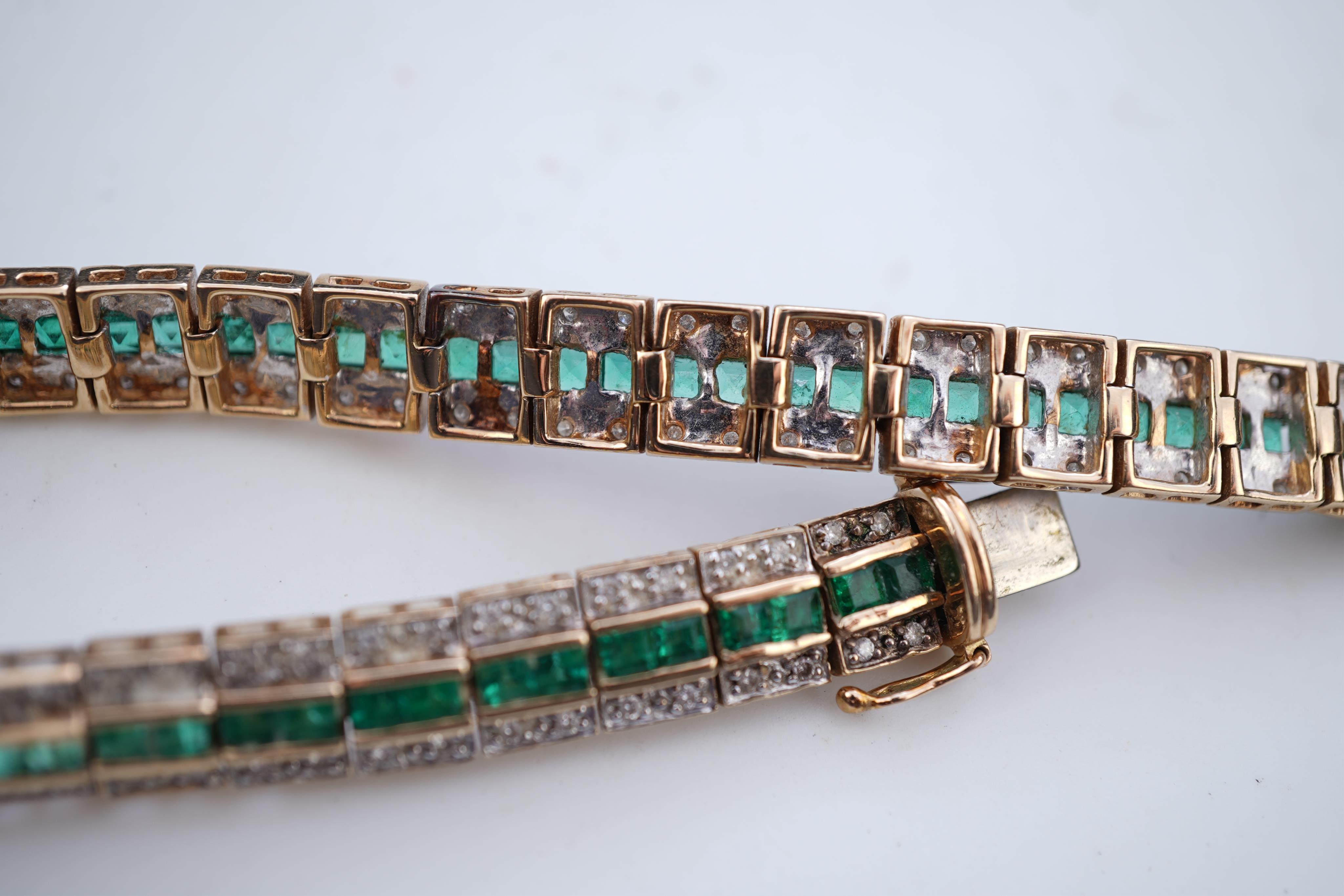 An emerald and diamond bracelet
